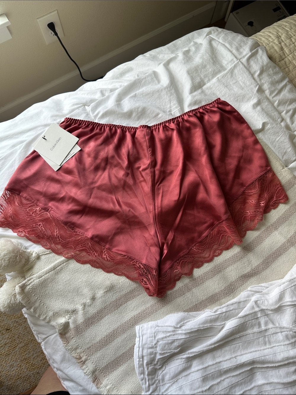 Calvin Klein Satin Lace-Trim Sleep Shorts — Rose w/ ultra soft PJ top